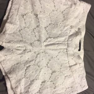 White floral laced shorts